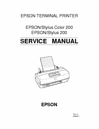 Epson Stylus Color 200 Epson Terminal Printer Stylus Color 200 - Stylus 200 Service Manual